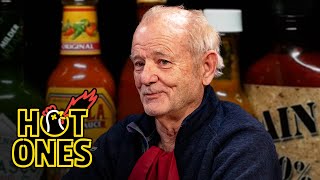 Bill Murray Doesn’t Flinch While Eating Spicy Wings  Hot Ones [upl. by Nillad149]