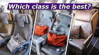 ECONOMY vs PREMIUM ECONOMY vs BUSINESS CLASS aboard SINGAPORE AIRLINES A350 [upl. by Mahmoud]