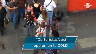 Captan a mujeres “carteristas” durante robo en el Centro de la CDMX [upl. by Peale]