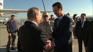 Putin Joins Assad at Military Base in Syria [upl. by Elleunamme192]