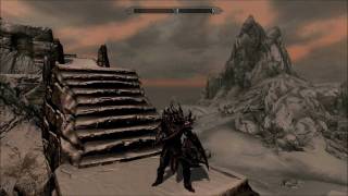 Skyrim  Full Daedric Armor gameplay  Shield and Sword [upl. by Candyce]