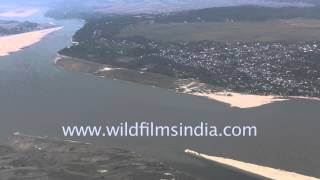 Mighty Brahmaputra river seen aerially [upl. by Hasan]