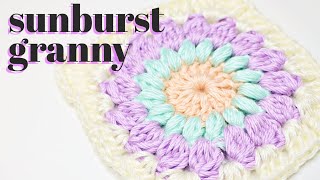 Sunburst Granny Square Tutorial  Granny Square Blanket Idea [upl. by Colon]