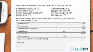 Vorwärtskalkulation  Geschäftsprozesse Abschlussprüfung Kaufmann im Einzelhandel [upl. by Aynom]