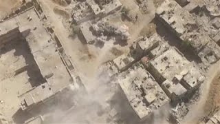 Drone Footage Over Syria Shows Fighting Destruction [upl. by Garry191]