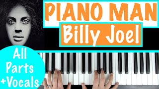 How to play PIANO MAN  Billy Joel Piano Tutorial Chords Accompaniment [upl. by Bocyaj]