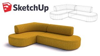 Living room Sofa 3D modeling  Sketchup tutorial timelapse [upl. by Ruosnam]