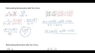 Rationalizing Denominators and Numerators With Two Terms [upl. by Colene]