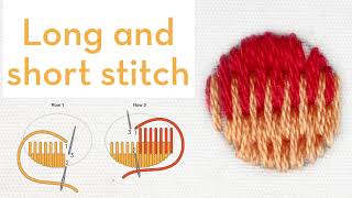 Long and Short Stitch  How to quick video tutorial  hand embroidery stitches for beginners [upl. by Rad]