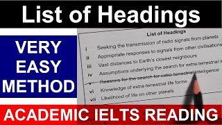 LIST OF HEADINGS  VERY EASY METHOD  ACADEMIC IELTS READING BY ASAD YAQUB [upl. by Krakow]