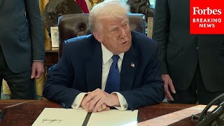 NEW Trump Signs Multiple Executive Orders While Taking Questions From Reporters [upl. by Laughry]