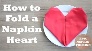 How to Fold a Heart Napkin  1 minute tutorial  Episode 8 [upl. by Risa]