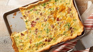 BaconCheddar Slab Quiche  Pillsbury Recipe [upl. by Kyte]