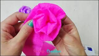 FLORES DE PAPEL CREPÉ FÁCILES  Como hacer flores de papel fáciles [upl. by Stacey]