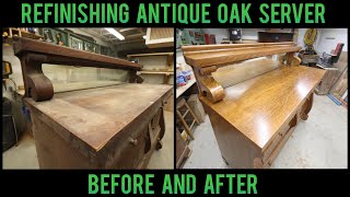 Refinishing Antique Tiger Oak Server  1820  Furniture Repair Restoration  How To Woodworking [upl. by Refinej]