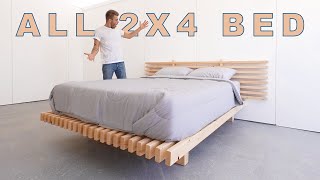 DIY Platform Bed Made from ONLY 2x4s  Modern Builds [upl. by Dolph]