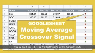 Moving Average Crossover Signal in Google Sheets with One Advance Formula using Google Finance data [upl. by Eicyaj927]