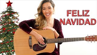 Feliz Navidad  EASY Guitar Tutorial with Play Along [upl. by Joane]