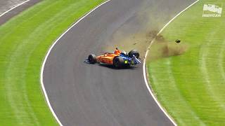 Raw Video Fernando Alonso crashes during 2019 Indy 500 practice [upl. by Ayotyal539]