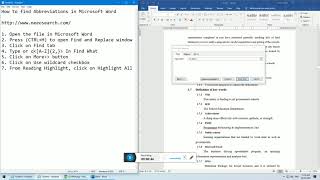 How to find Abbreviations in Microsoft Word [upl. by Ahsinot]