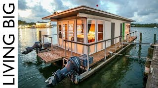 Life On The Water In A Tiny House Boat [upl. by Bounds]