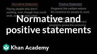 Normative and positive statements  Basic economics concepts  AP Macroeconomics  Khan Academy [upl. by Keeton410]