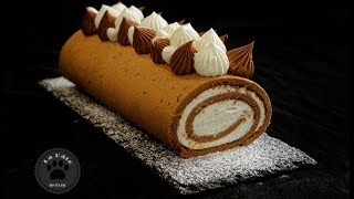 Bûche de Noël ultralégère ChocolatVanille [upl. by Nekcarb]