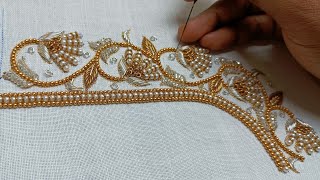 How to make Aari work blouse designs  Beautiful Blouse designs  aariembroidery20 aariwork [upl. by Ajet]