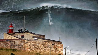 Garrett Mcnamara Rides the Biggest Wave of All Time in Nazaré [upl. by Natsuj]