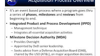 DoD Acquisiton Process Overview [upl. by Yelrahs]