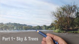 Pastel Painting Tutorial Landscape Painting with Pastels Easy Way Sky and Trees  Part 1 [upl. by Janey]