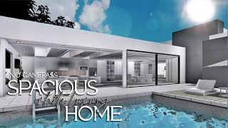 Bloxburg No Gamepass  Spacious White Luxury Home  Family Modern Mansion Speebuild [upl. by Adnawaj]