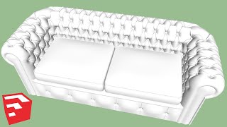 Chesterfield Sofa Modeling in SketchUp  TutorialsUp [upl. by Ynned]