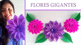 DIY  FLORES gigantes de papel  FLOR para decorar  paper flower  Muy Lindas 🌺 [upl. by Hartill]