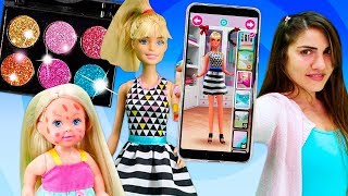 Barbie giyim ve makyaj yapma oyunu Barbie ailesi videosu [upl. by Langbehn112]