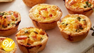 Mini Ham and Cheese Quiche Recipe  Wilton [upl. by Tierza]