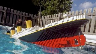 Sinking LEGO Titanic 7 foot model [upl. by Ennairoc]