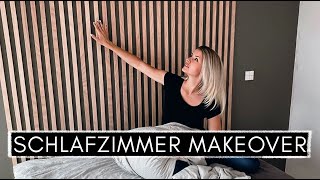 Low Budget DIY Lattenwand  Slatwall selber machen amp IKEA Bett Hack  Schlafzimmer MAKEOVER [upl. by Pius]