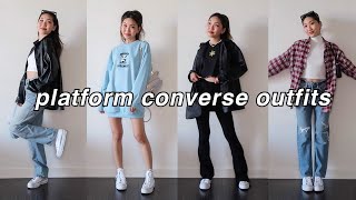 STYLING PLATFORM CONVERSE  casual and cute spring outfit ideas [upl. by Eanom393]