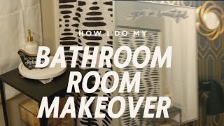 Bathroom Makeover Renter friendly wallpaper [upl. by Ryun480]