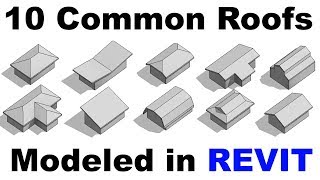 10 Common Roof Shapes Modeld in Revit Tutorial [upl. by Kovar]