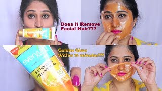 Does it Remove Facial Hair Everyouth Golden Glow Peel Off Mask Review [upl. by Pittman]