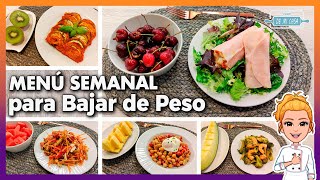 💚 Menú Semanal para BAJAR de PESO 1 🤩 SALUDABLE y ECONÓMICO 👍 Menú para Adelgazar Ideal Dieta 💖 [upl. by Allie]