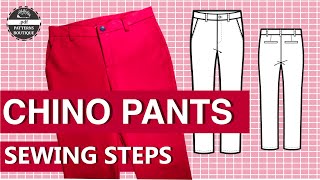 Chino Pants for Men DIY  Sewing Steps  PDF Patterns Boutique Sew Along [upl. by Sucramaj]