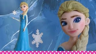 How to make a Fondant Disney Elsa Frozen Cake Topper Figurine Tutorial ENGLISH [upl. by Nered]