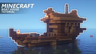 Minecraft How to Build a Boat House  Small Ship Tutorial [upl. by Enialahs]