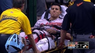 Machado injures knee exits on stretcher [upl. by Remsen]