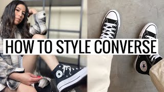 HOW TO STYLE HIGH TOP CONVERSE 5 casual outfits [upl. by Farleigh]