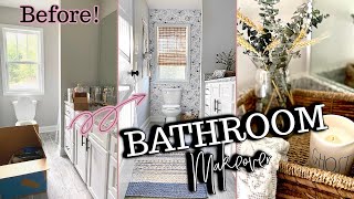 Affordable Small Bathroom Makeover Renter Friendly  Peel and Stick Wallpaper  Amazon amp TJ Maxx [upl. by Sluiter]