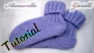 Tutorial scarpe da notte ai ferri  How to knit socks [upl. by Aicilihp]